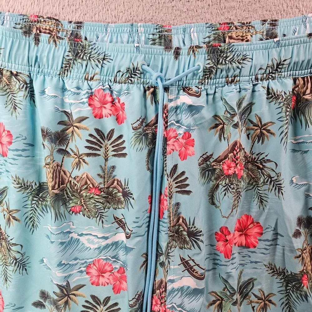 NWT Caribbean Swim Shorts Trunks Men's 4XB Lined Tropical Floral Island Palm Sea